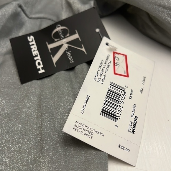 Calvin Klein Button Shimmer Shirt NOS with Tags size Large - Picture 8 of 9